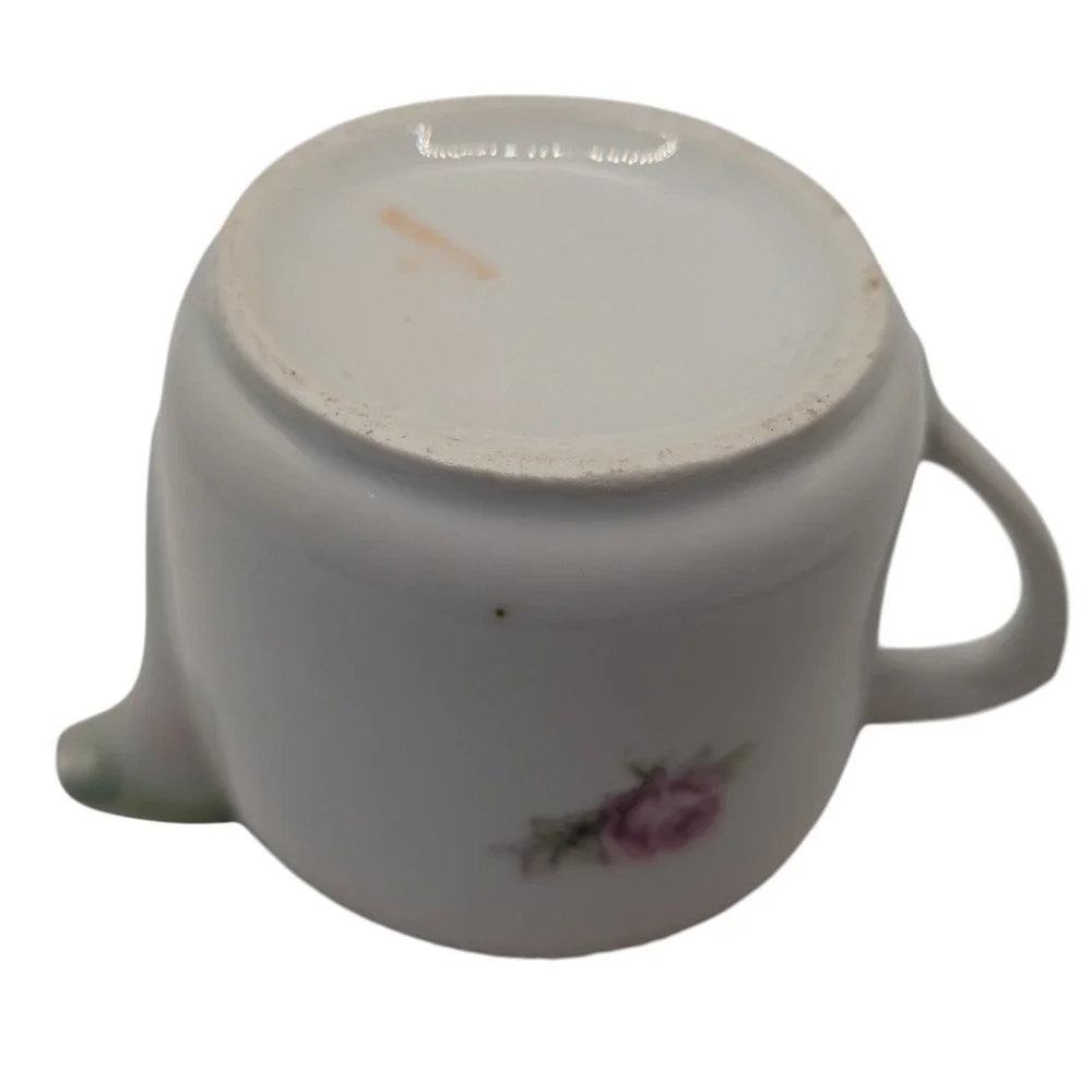 Vintage Creamer Pitcher Pink Flowers Roses‎ Hand Painted Germany Textured Dots
